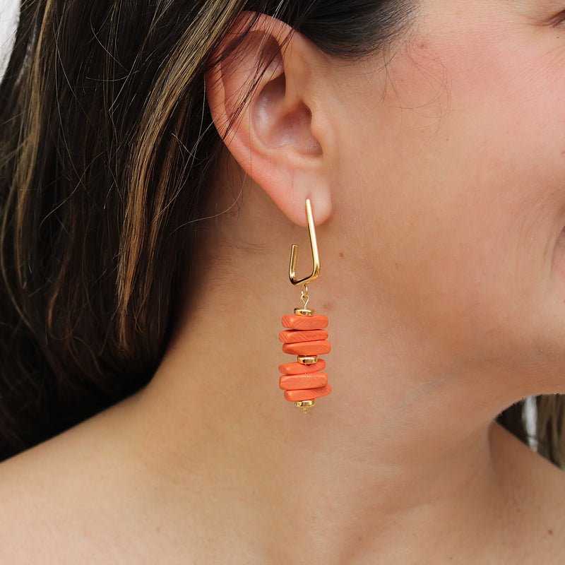 Orange Stacked Drop Earrings