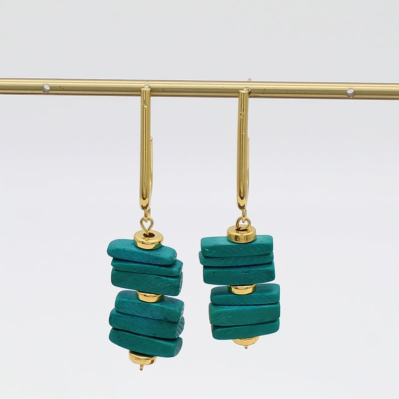 Teal Stacked Drop Earrings
