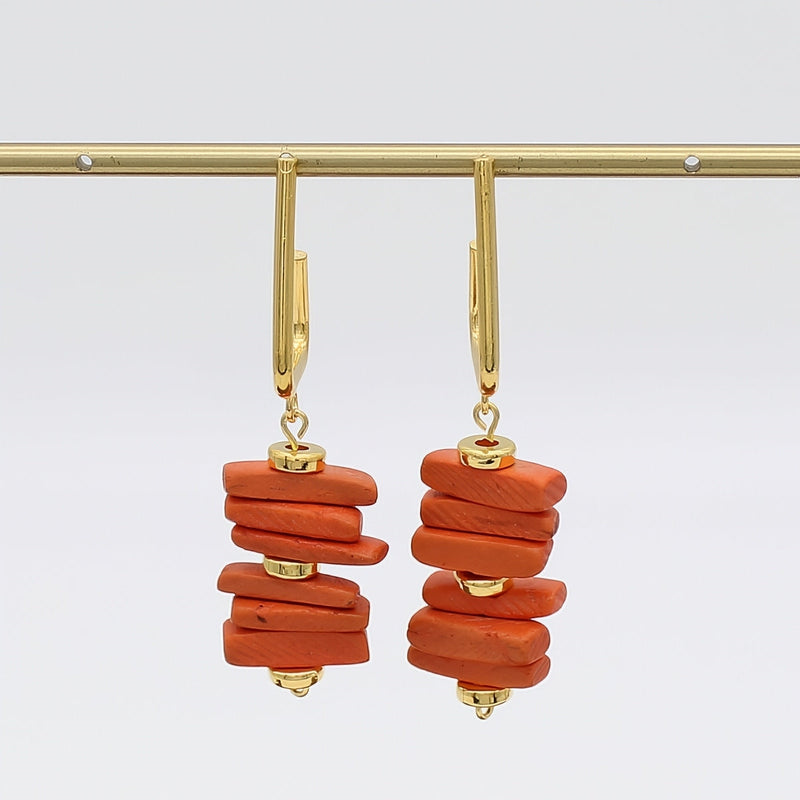 Orange Stacked Drop Earrings