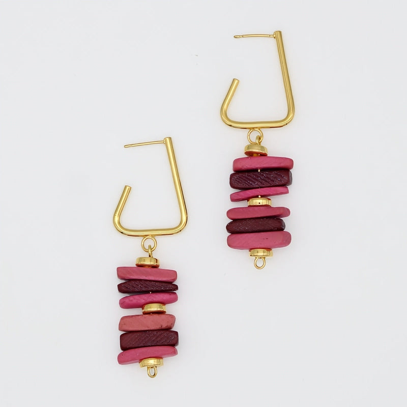 Pink Stacked Drop Earrings