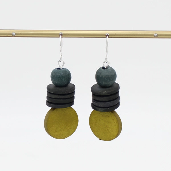 Gray and Lime Dusk Earrings