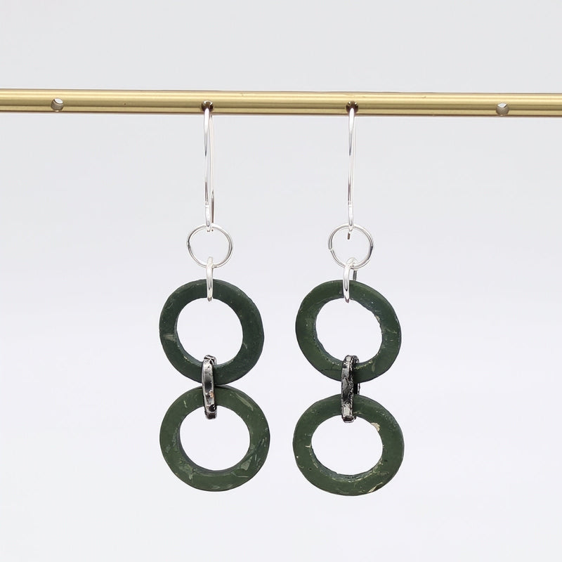 Olive Double Link Drop Earrings