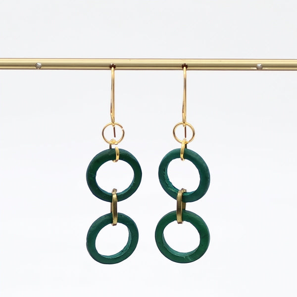 Emerald Double Link Drop Earrings