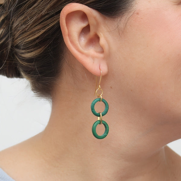 Emerald Double Link Drop Earrings