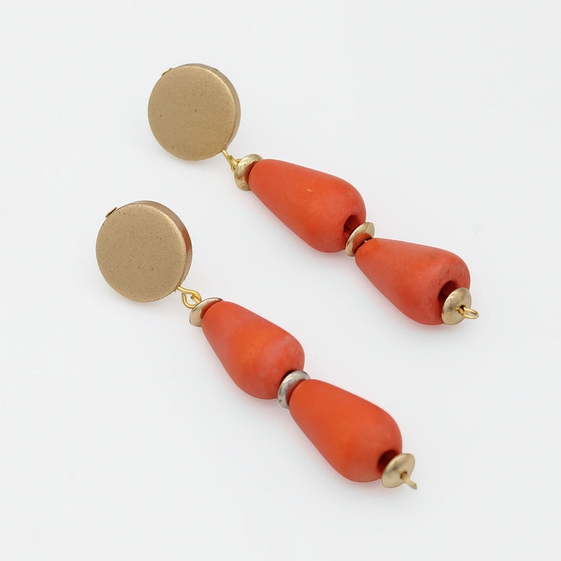 Orange Driftwood Teardrop Earring