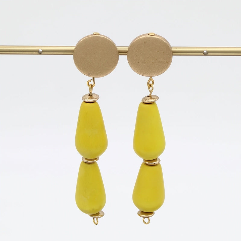 Yellow Driftwood Teardrop Earring