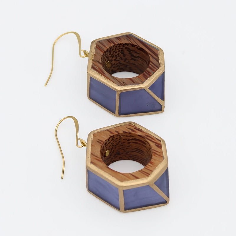 Periwinkle Geo Hexagon Earring