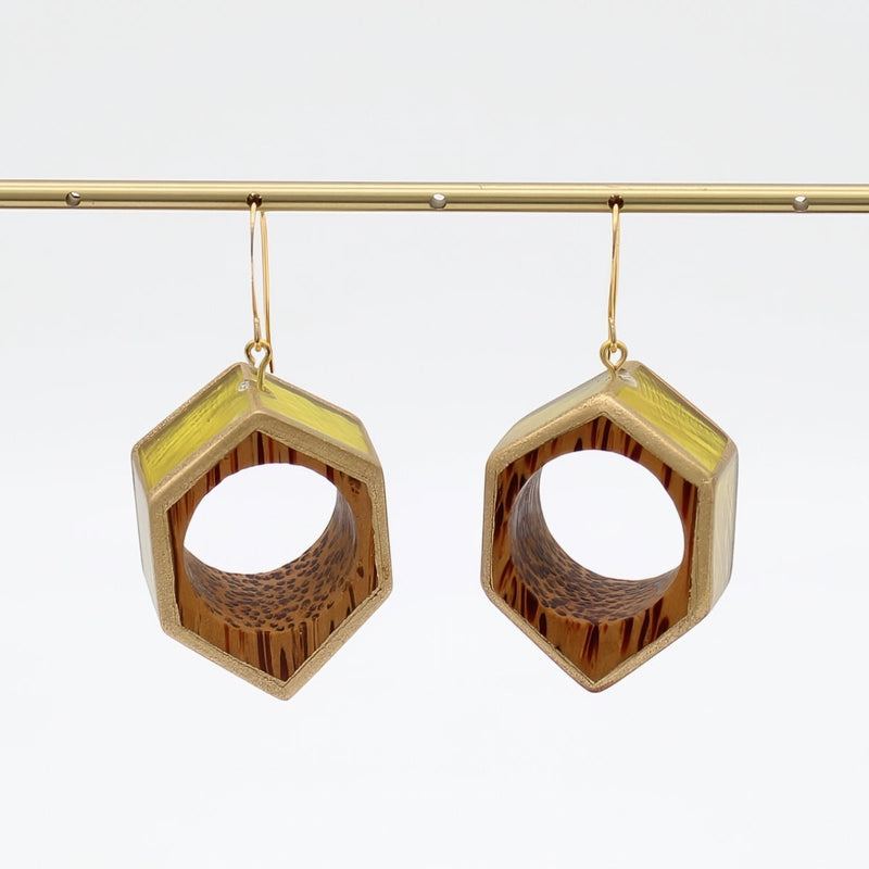 Yellow Geo Hexagon Earring