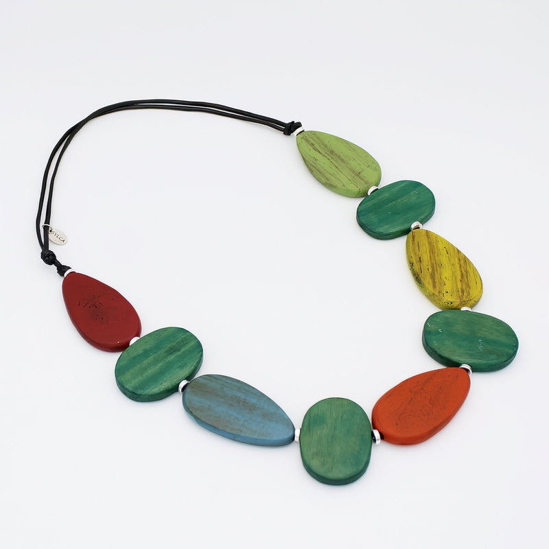 Multi Color Mirelle Wood Statement Necklace