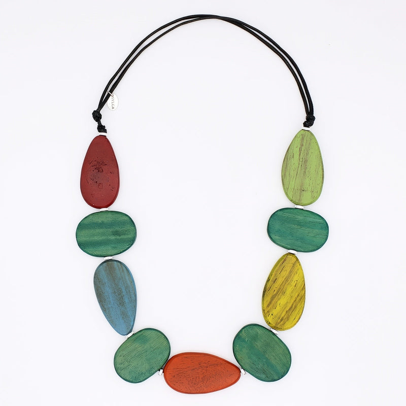 Multi Color Mirelle Wood Statement Necklace