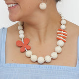 Peach and White Flutter Statement Necklace