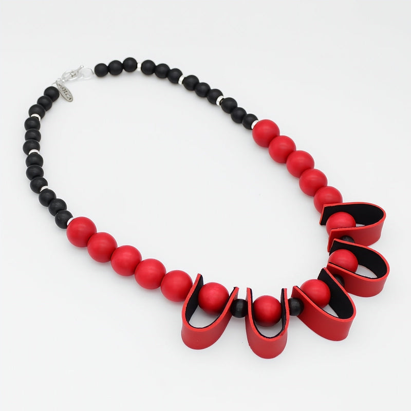 Midnight Ember Leather Statement Necklace