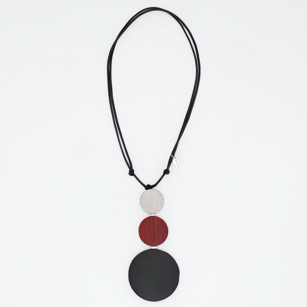 Luna Noir Triple Bead Pendant Necklace