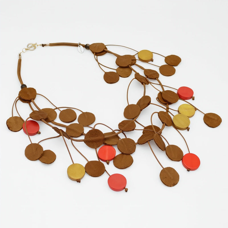 Urban Brown Leather Dangle Necklace