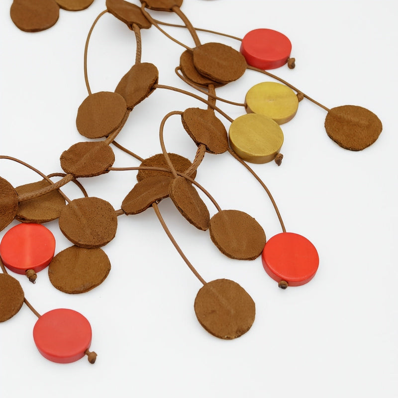 Urban Brown Leather Dangle Necklace
