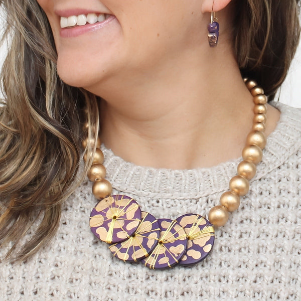 Gilded Plum Disc Necklace
