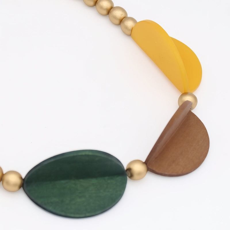 Harvest Geo Wood Statement Necklace