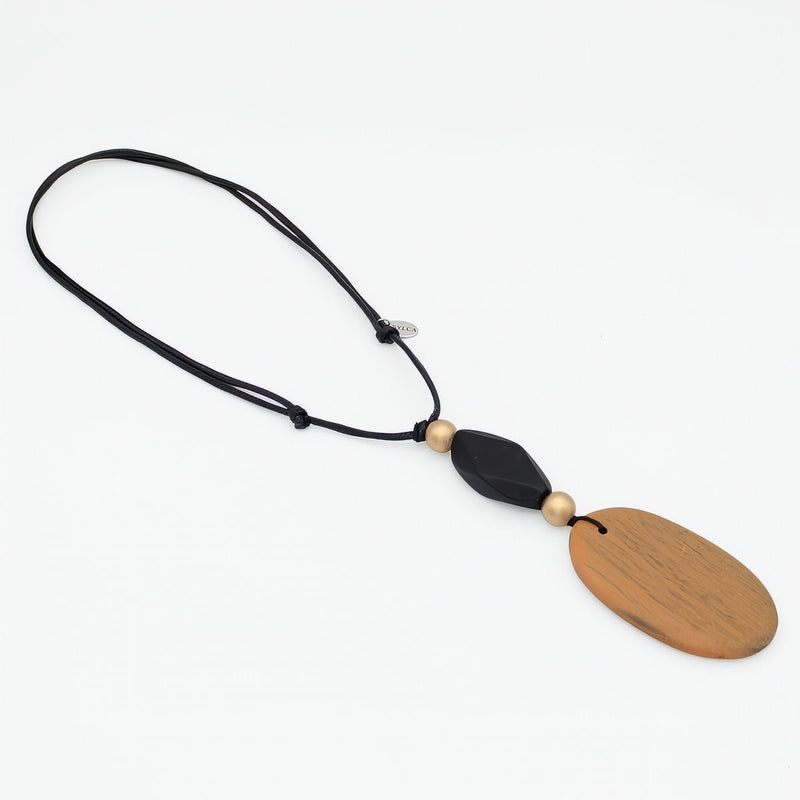 Ebony Drift Oval Pendant Necklace