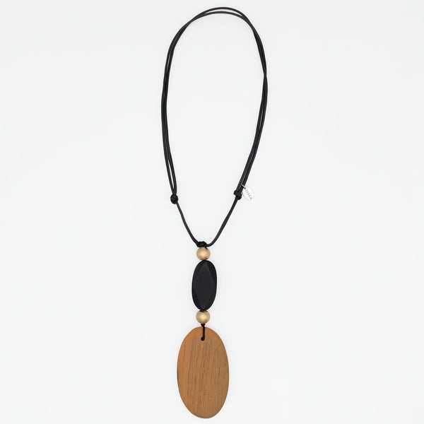 Ebony Drift Oval Pendant Necklace