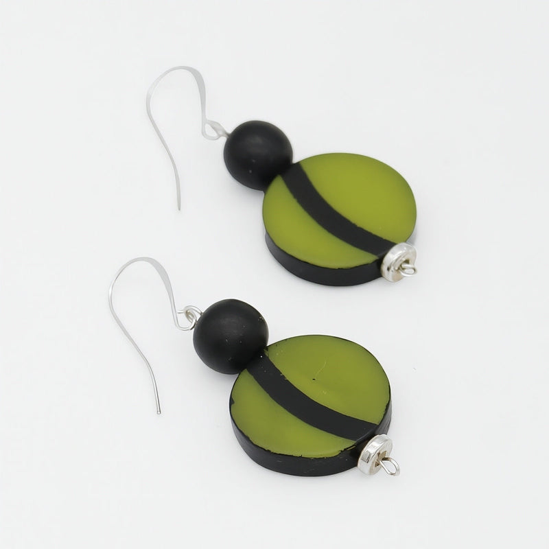 Lime Stripe Resin Statement Earrings