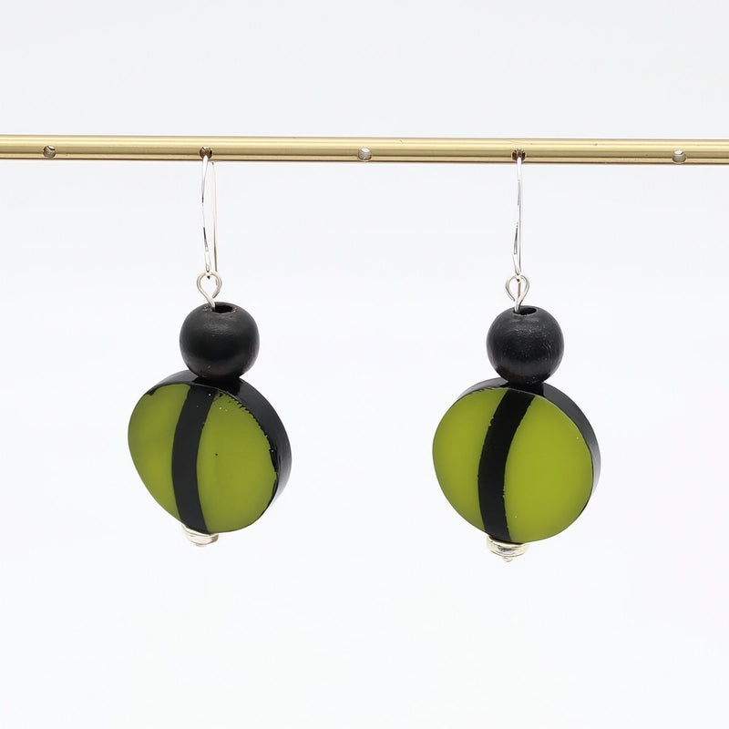 Lime Stripe Resin Statement Earrings