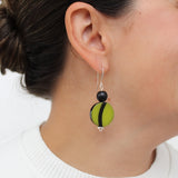 Lime Stripe Resin Statement Earrings