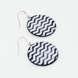 Black and White Wavy Resin Disc Earrings