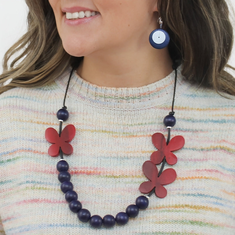 Red Woodland Wings Necklace