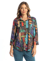 "Times Square" Button Down Shirt with 3/4 Cuff Sleeve - SG1-1959