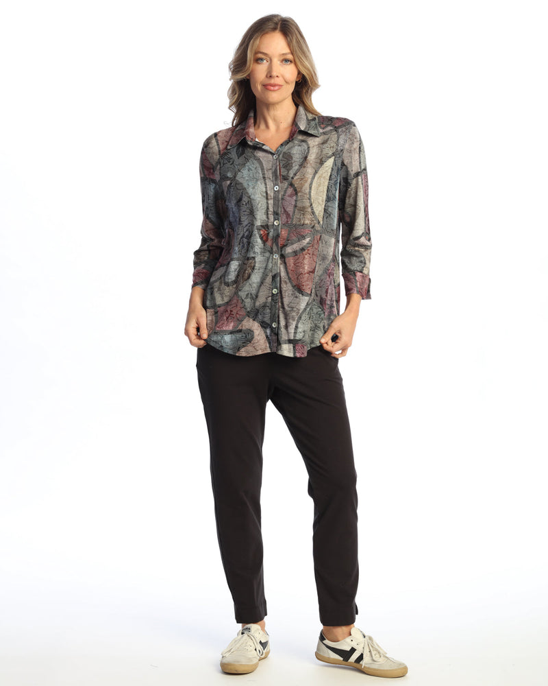 "Melody" Button Down Shirt with 3/4 Cuff Sleeve - SG1-2120