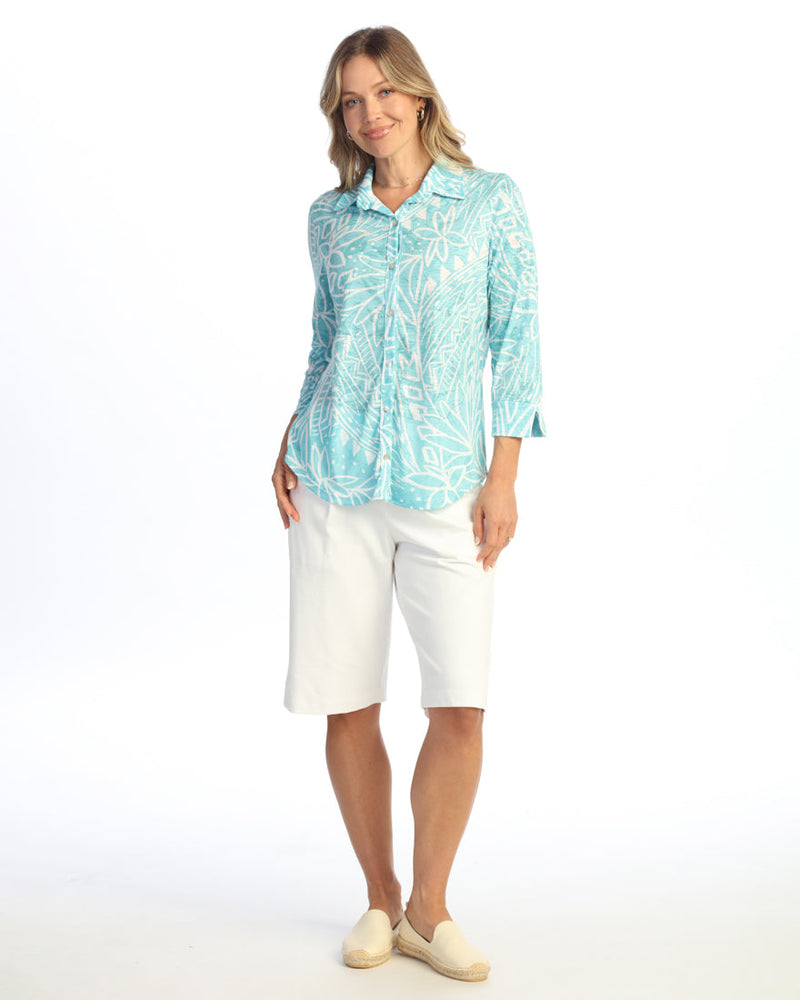 Button Down Shirt with 3/4 Cuff Sleeve - SG1-