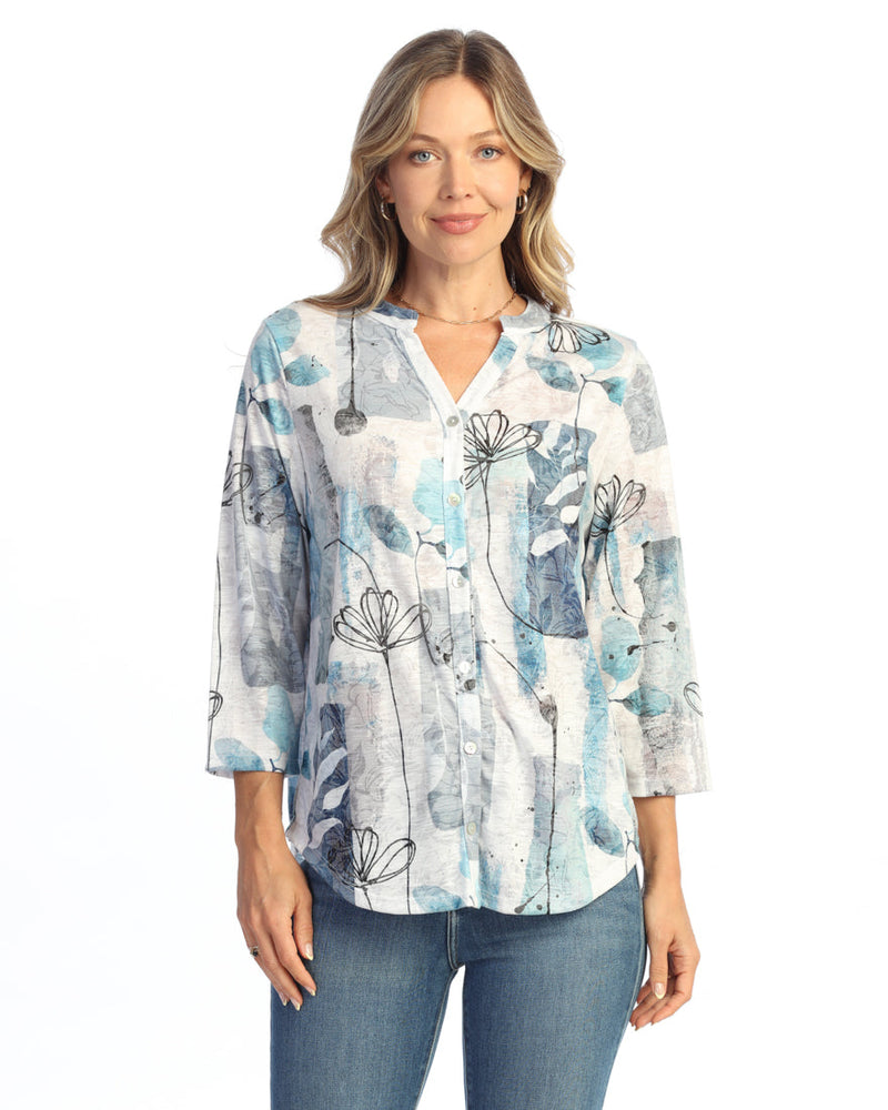 Mandarin Collar Button Down Shirt - SG2-