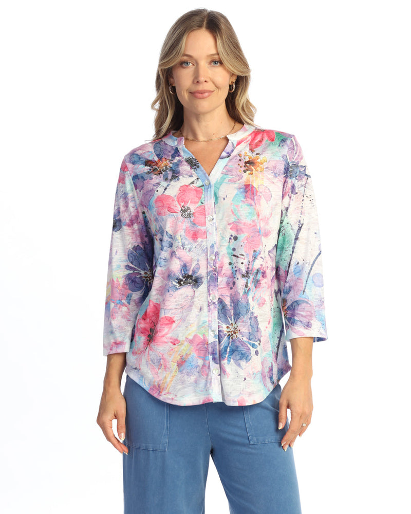 Mandarin Collar Button Down Shirt - SG2-