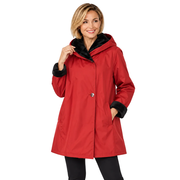 Reversible Hooded Rain Coat in Red  - SJ2606RW-1