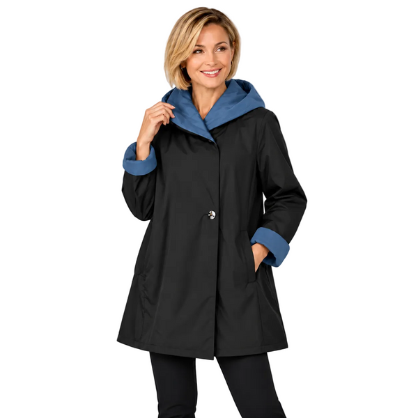 Reversible Hooded Rain Coat in Blue - SJ2606RW-5