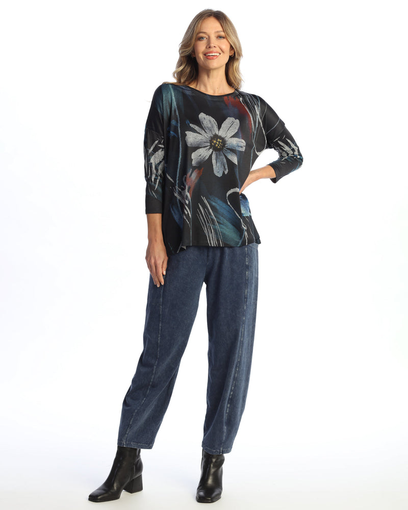 "Alicia" Slinky-Like Knit Side Slit Tunic Top - SK1-2145