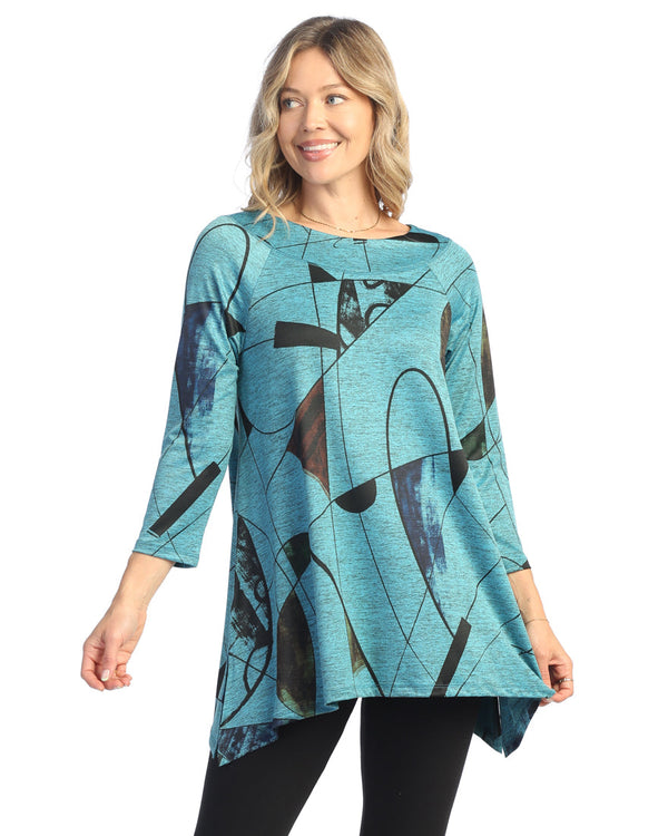 Jess & Jane “Curious” Slinky-Like Knit Round-Neck Raglan Sleeve Tunic - SK8-1419