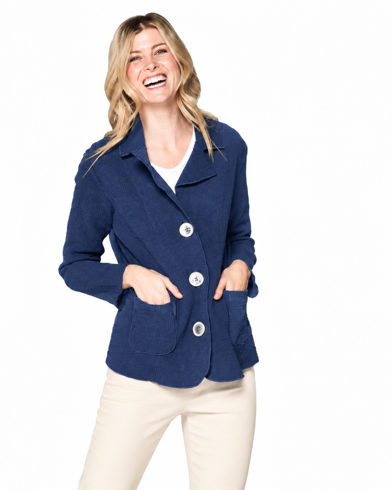 Textured Ribbed Cotton Blazer - ST401