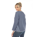 Focus WAFFLE TOP W/CONTRAST TRIM in Dusty Blue - SW-232-DBL - Size M Only!