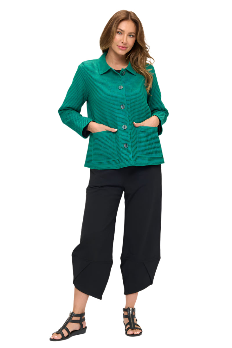 Waffle Textured Button Jacket in Teal - SW235-TL