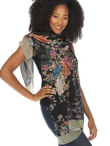 Vibrant Midnight Garden Silk Scarf in Multi - Scarf-QRCV