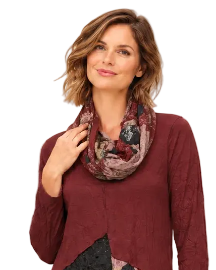 Crinkled-Knit Print Scarf - CM6080