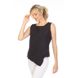 Textured Asymmetric Tank in Black - 5743T