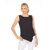 Textured Asymmetric Tank in Black - 5743T