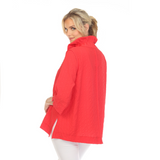 Textured Button Front Blouse/Jacket in Red - 3075SOL-RD