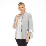 'Stripes & Swirls" Blouse in Black & White - 3655 - Size S Only!