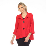 Short Button Front Jacket in Red - 2813