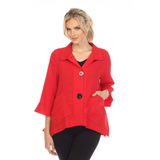 Short Button Front Jacket in Red - 2813