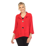 Short Button Front Jacket in Red - 2813