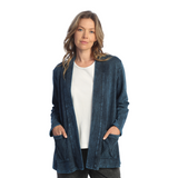 Mineral Washed Open Cardigan With Contrast Patch Pockets - M90